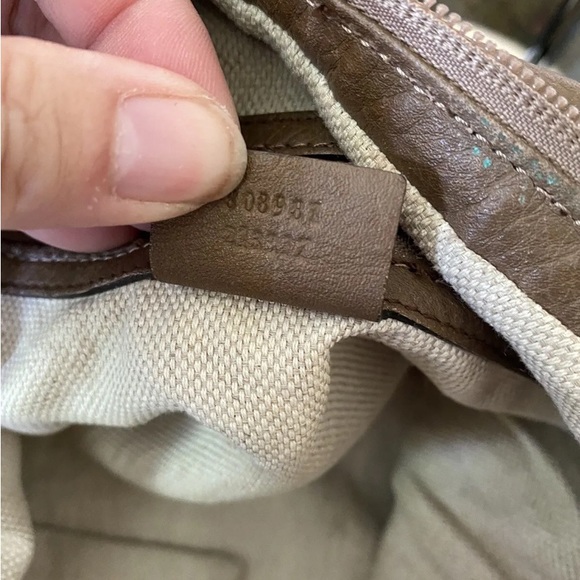 Gucci Soho Chain Hobo Leather Medium Taupe Light Brown Pebbled Leather P - Picture 8 of 12